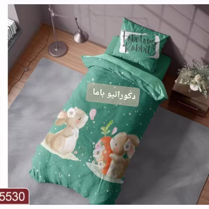 ست اتاق کودک طرح خرگوش با مزه و جذاب  روتختی  و یک پنل پرده و لوستر (پس کرایه)