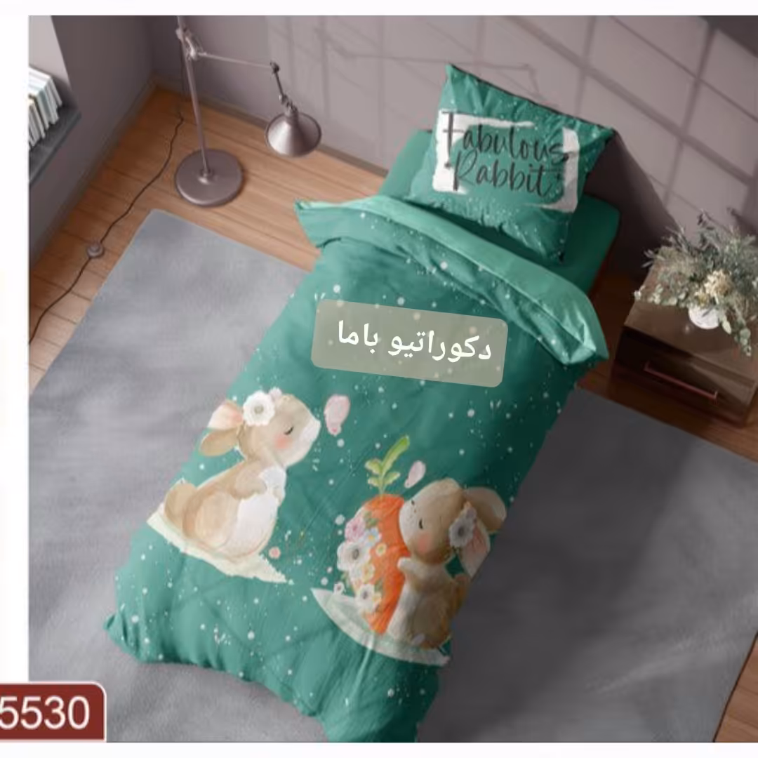 ست اتاق کودک طرح خرگوش با مزه و جذاب  روتختی  و یک پنل پرده و لوستر (پس کرایه)
