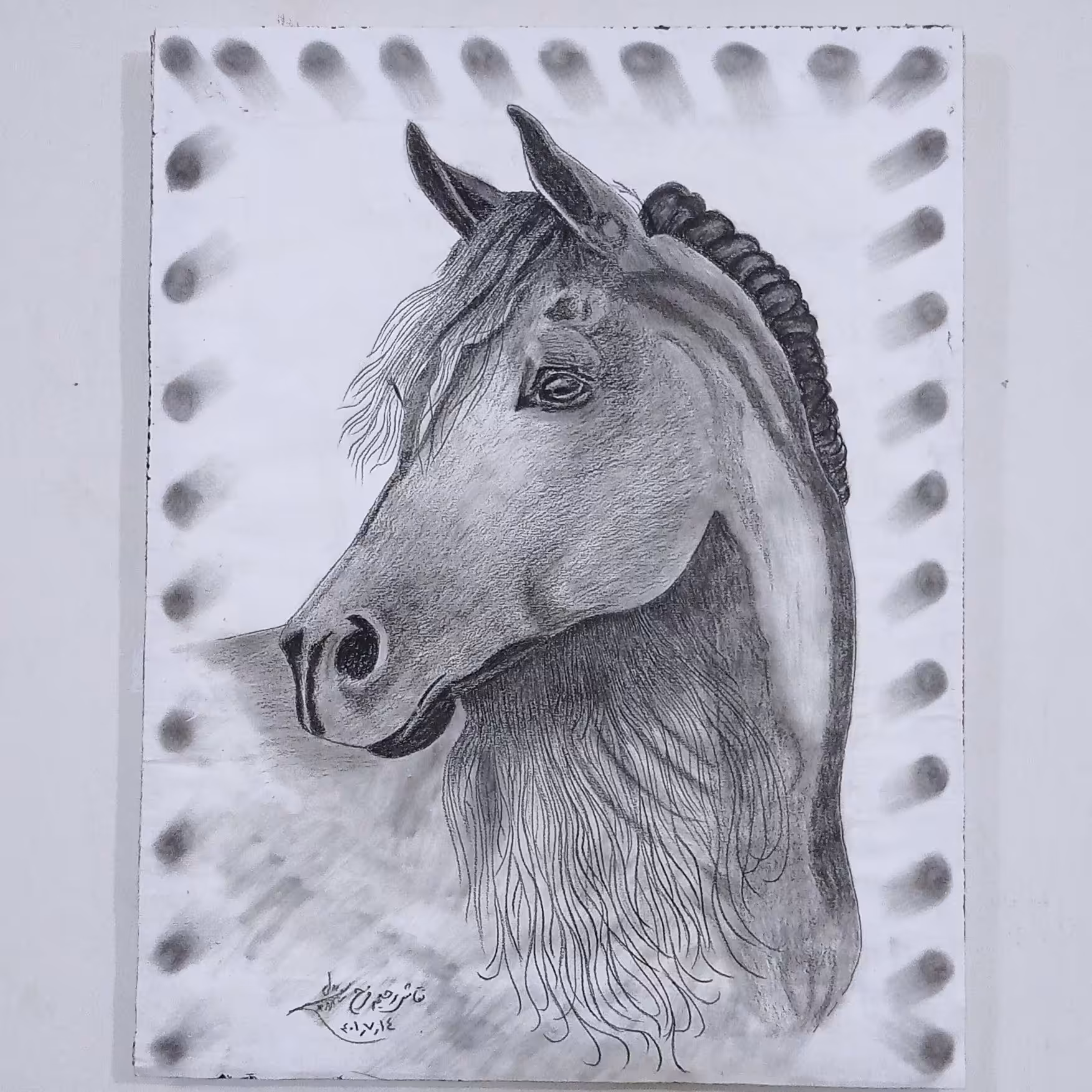 سیاه قلم اسب قدرتمند ونجیب 