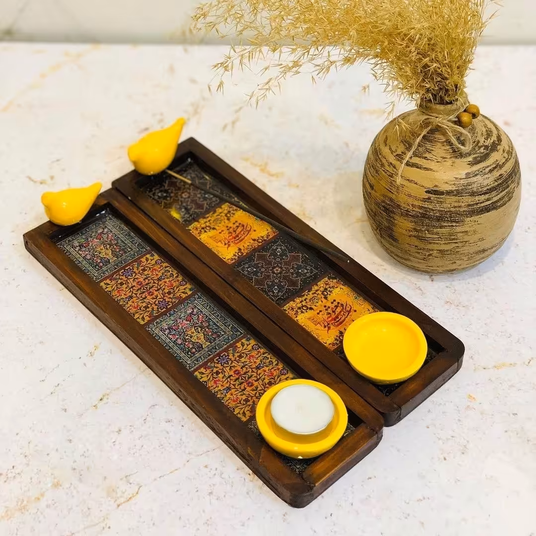 جاعودی و جاشمعی رزین و چوب دستساز در رنگ بندی و طرح های متفاوت 