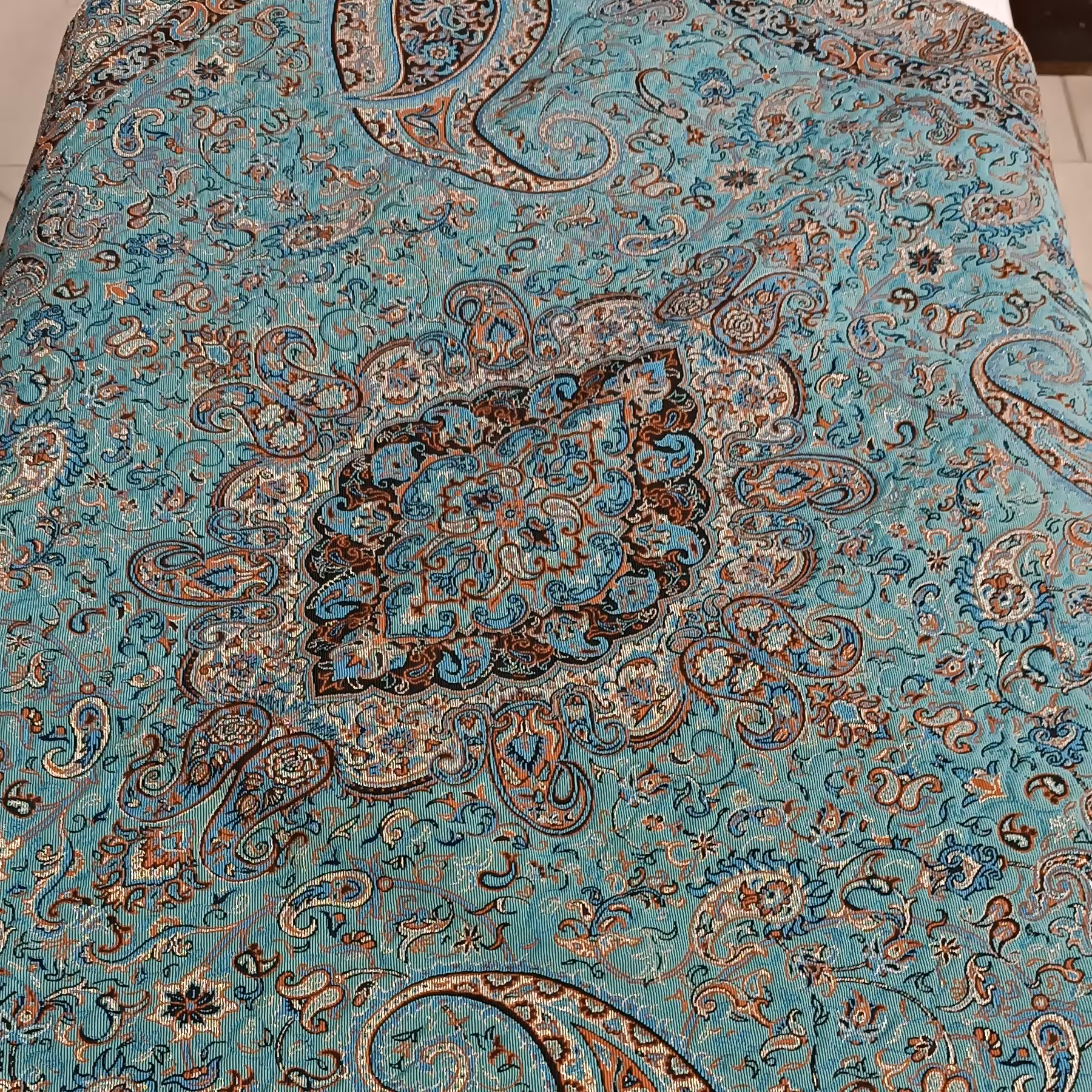 ترمه  رنگ سبزآبی