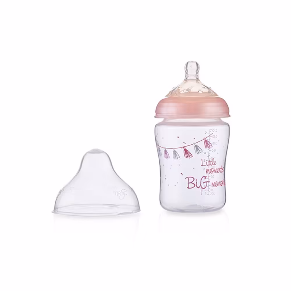 شیشه شیر طلقی  0 ماه نابی NUBY ظرفیت 270 میلی لیتر صورتی