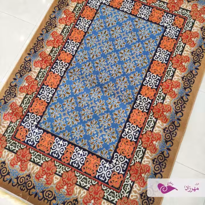 گلیم ماشینی یک در یک و نیم طرح مینا بژ