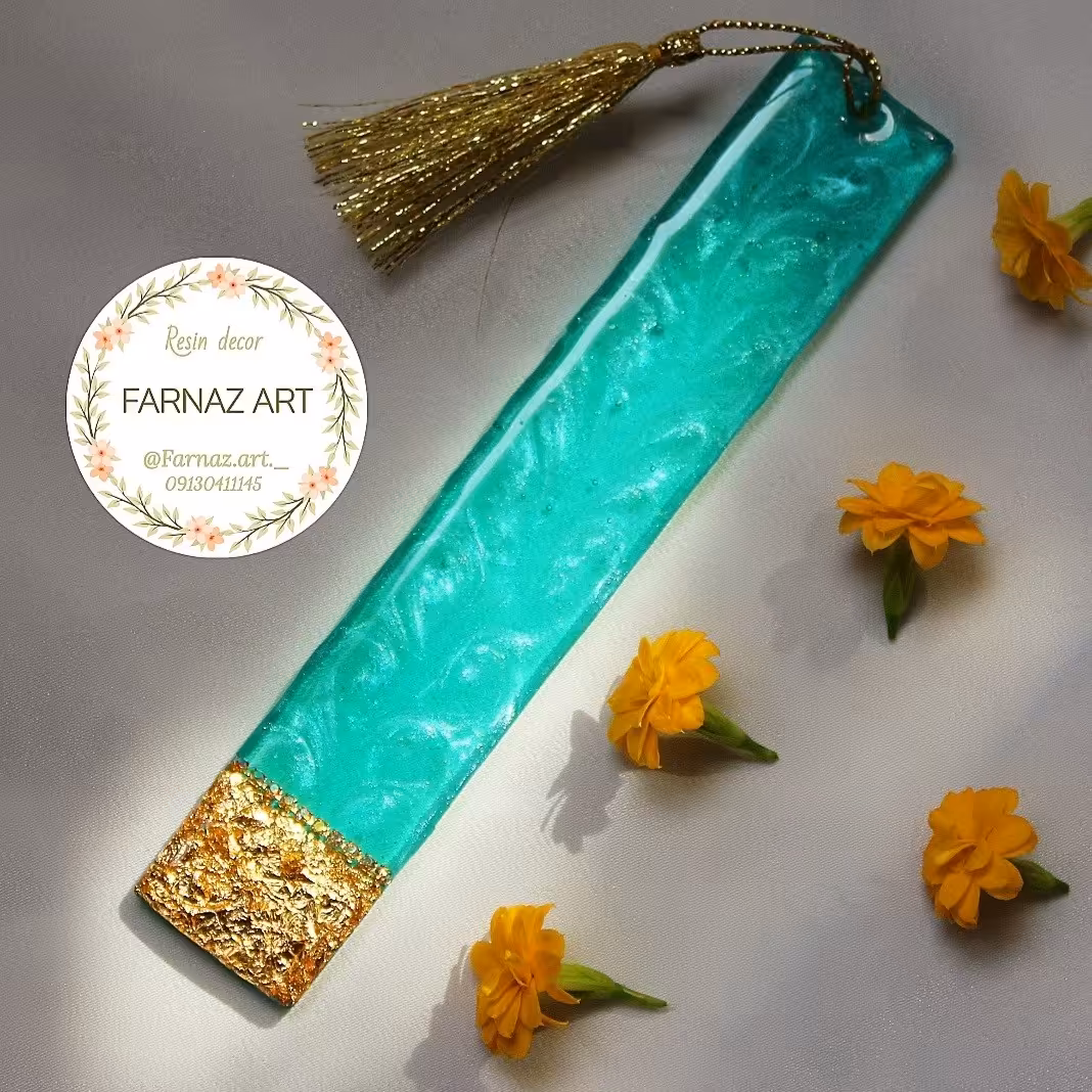 بوکمارک رزینی ورق طلا 