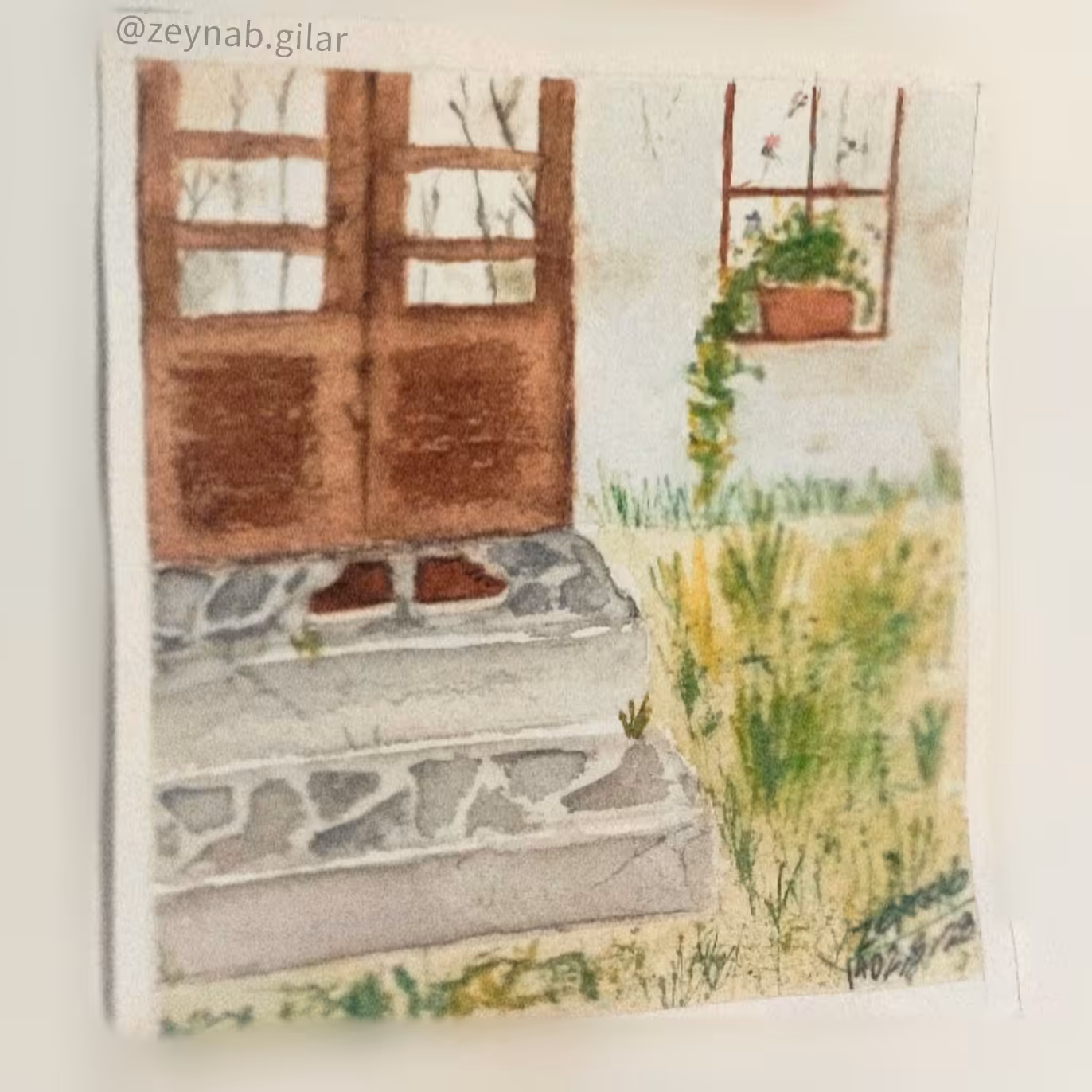 نقاشی  آبرنگی خانه