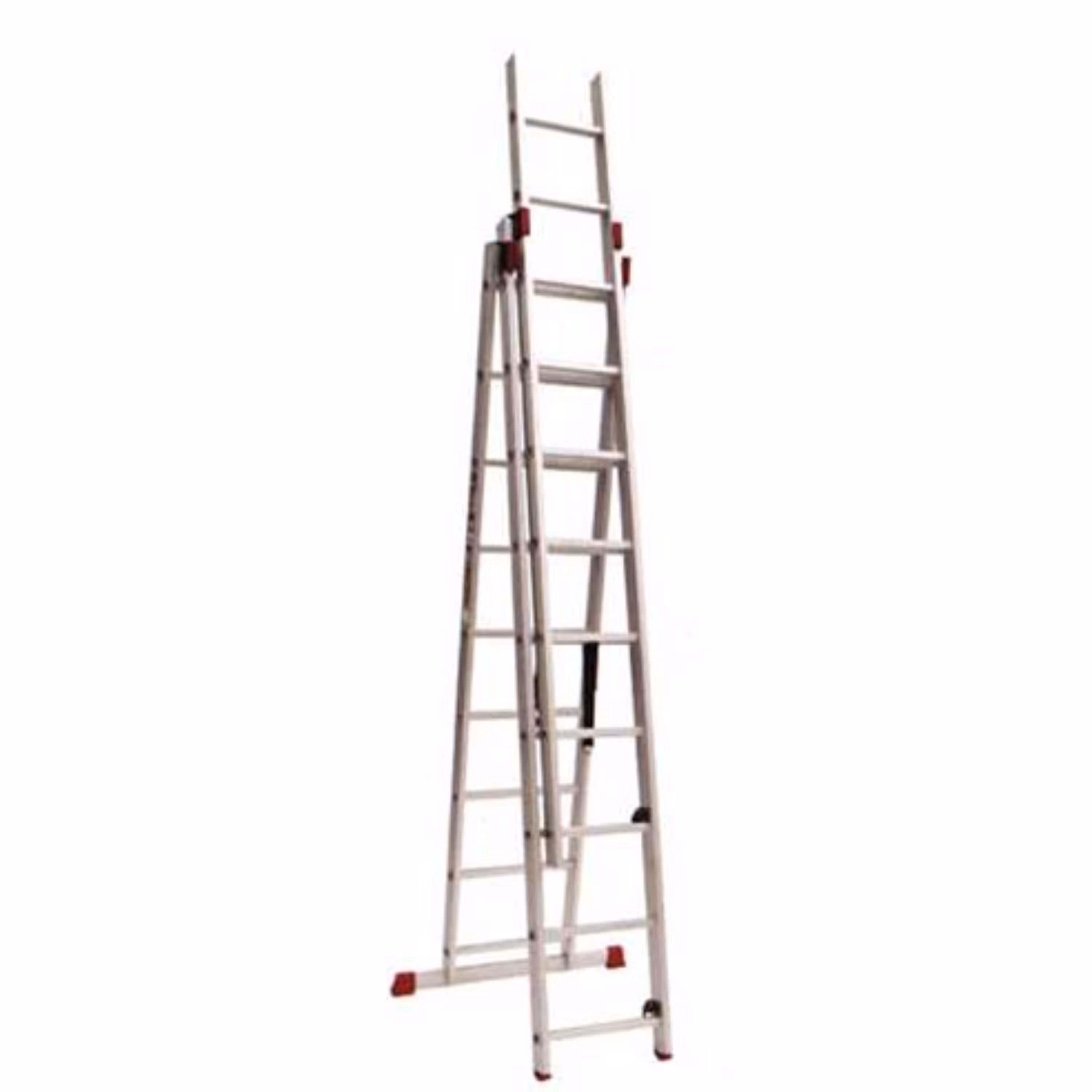 نردبان 7.5 متری 3 تکه مخابراتی ریلی آلومینومی بسیار مستحکم با پایه تعادل 28 پله اکسلنت آلوم پارس پله با پله 3 سانتی 