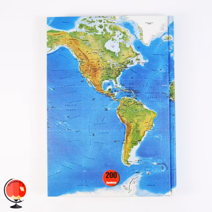 دفتر مشق 200 برگ طرح جغرافیا جلد سخت آپادانا