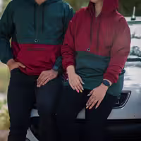 هودی زنانه D705 برساد رنگ زرشکی-سبز سایز 2XL