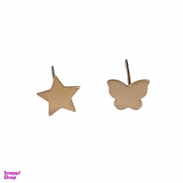 گوشواره طلا 18 عیار زنانه مدل ستاره و پروانه کد G0065