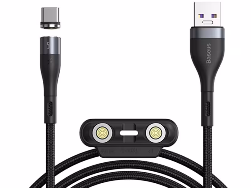 کابل آهنربایی سه سر سریع بیسوس Baseus Zinc Magnetic Cable Kit 5A 1m مشکی