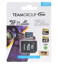 کارت حافظه microSDXC تیم گروپ مدل Ultra HD  کلاس 10 U3 سرعت 100MB/Sبه همراه آداپتور ظرفیت 256 گیگابایت