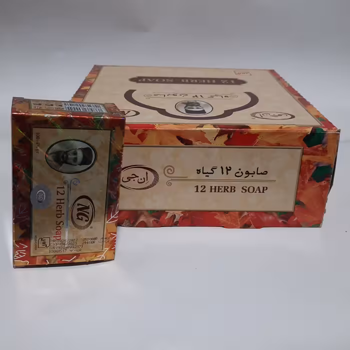 صابون 12 گیاه اِن جی 100 گرمی  کارتن 12 عددی