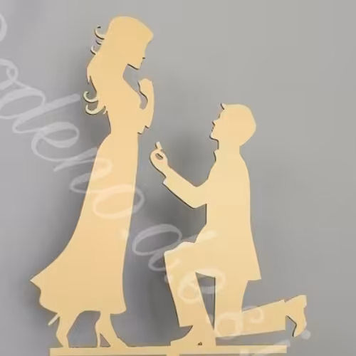 استند نامزدی با متن دلخواه شما، مولتی استایل در دو رنگ طلایی و نقره ای، سایز 27سانت