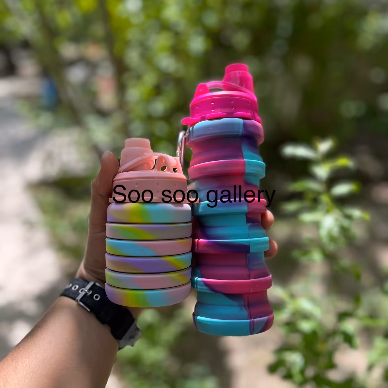 قمقمه مدل سیلیکونی تاشو نیم لیتری