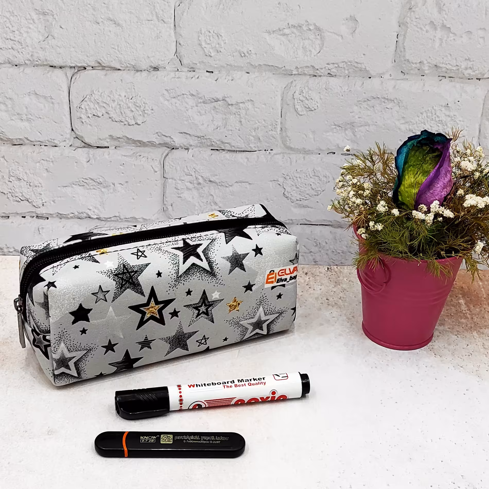 جامدادی مخمل طرح ستاره سایز 20در 7در 9