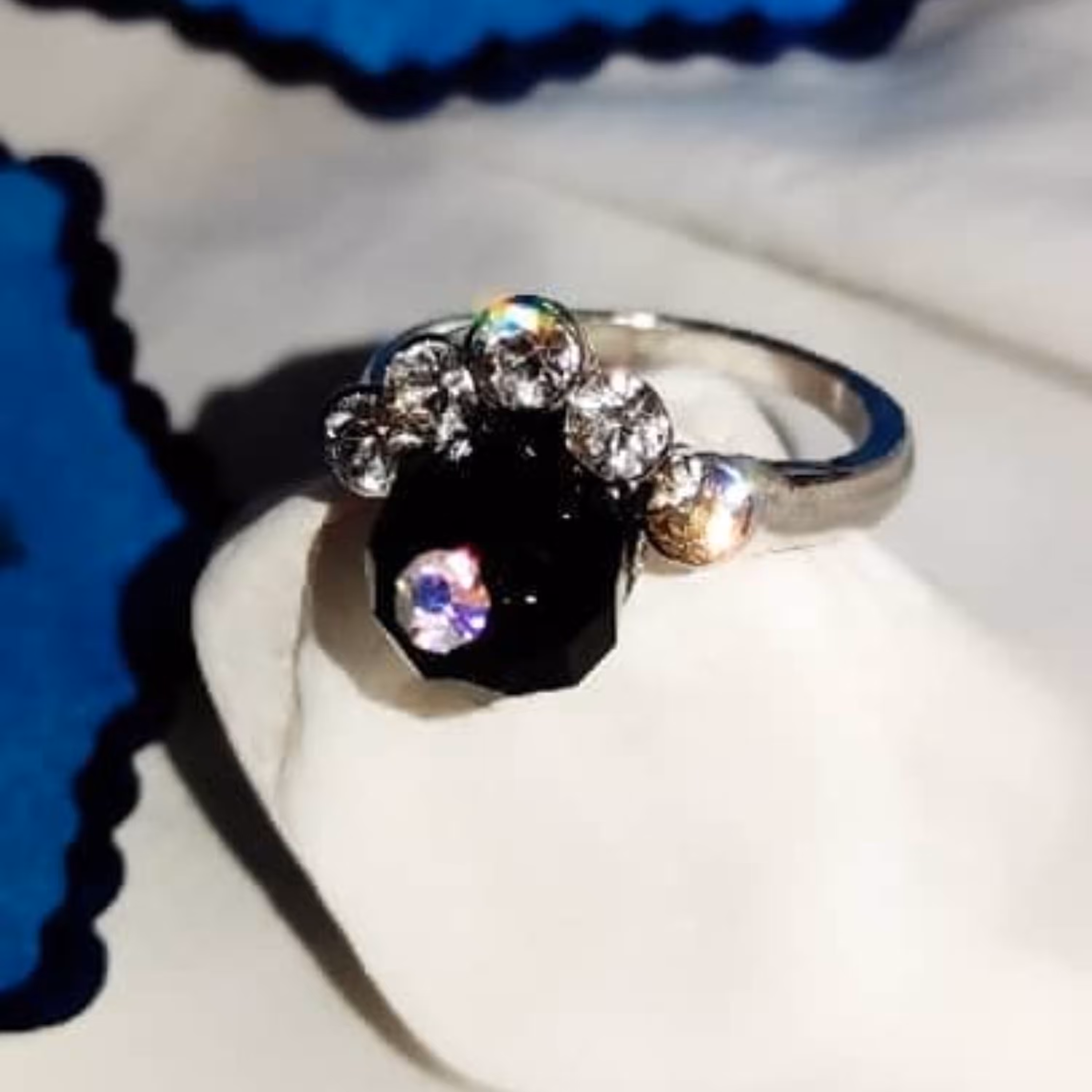 انگشتر استیل ضد آب تک نگین مشکی