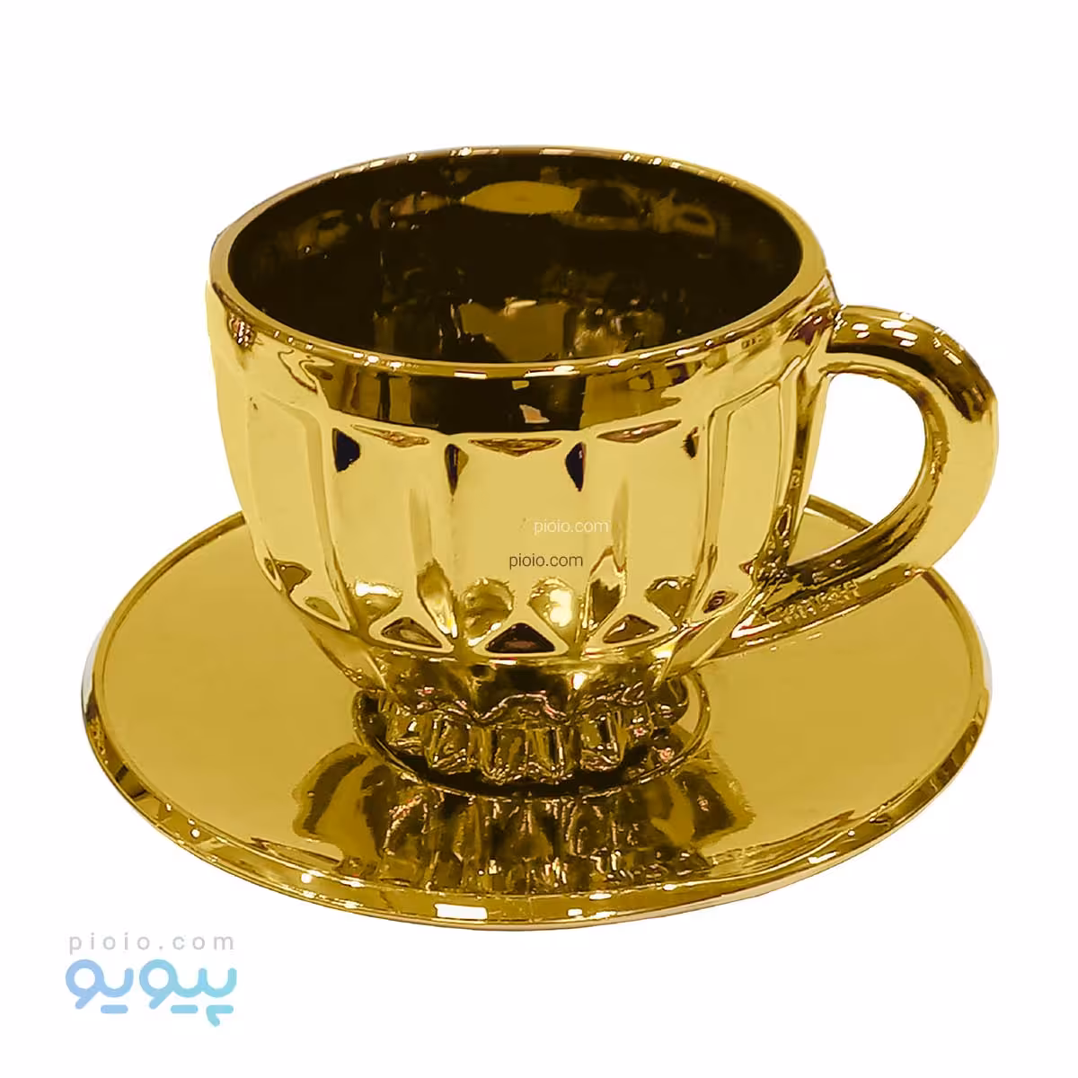 ست 6 تایی فنجان و نعلبکی طلاکوب