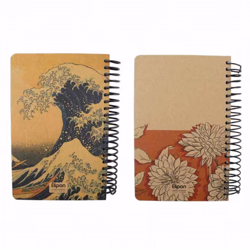 دفتر یادداشت 100 برگ سایز 140 در 210 فنری خط دار  جلد کرافت الیپون کد 68072