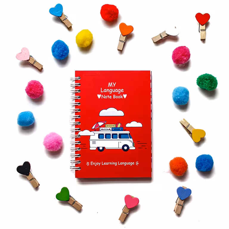 دفترچه یادداشت لغت زبان 100 برگ آبرنگ سیمی طرح ماشین قرمز My Language Note Book سایز A6