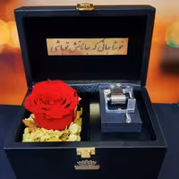 گل رز جاودان قرمز همراه  باکس موزیکال 