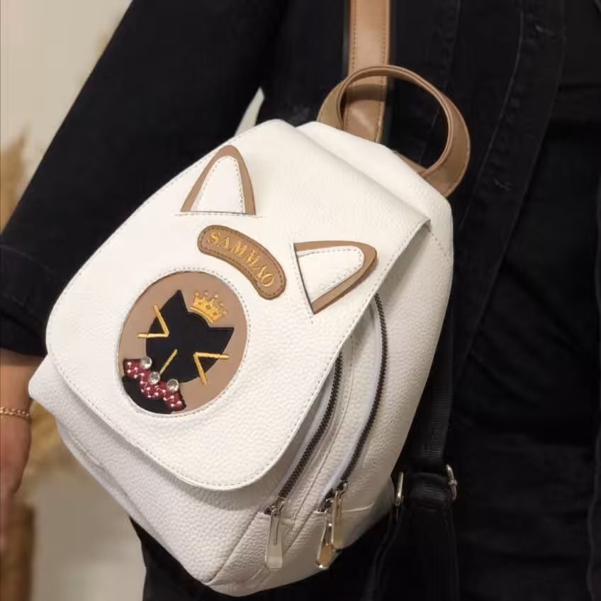 کوله پشتی فانتزی گربه رنگ سفید   ( ارسال رایگان)