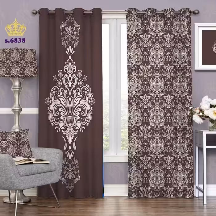 پرده پذیرایی دو قواره طرح اسلیمی کد S6838