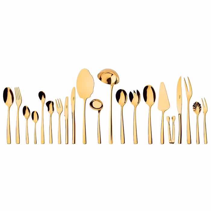 سرویس قاشق و چنگال 18 نفره ناب استیل طرح فلورانس طلایی PVD (136 پارچه)