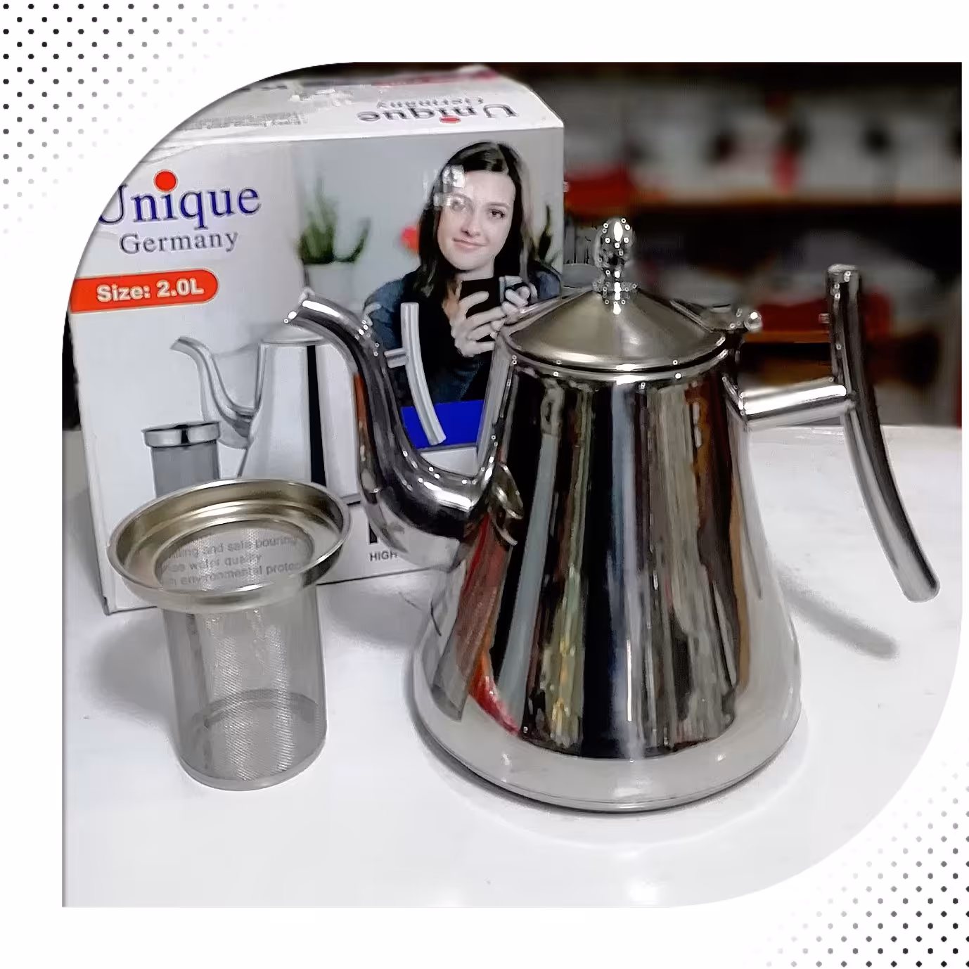 قوری استیل صافی دار 2 لیتر یونیک 