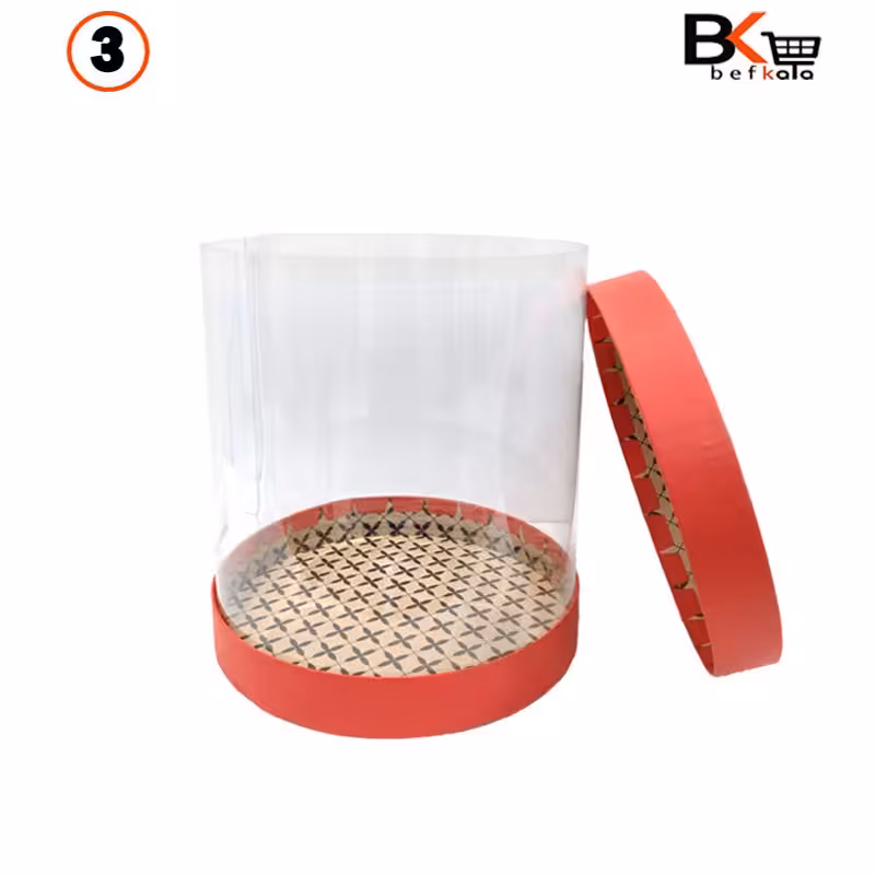 باکس کادویی استوانه ای طلقی قرمز سایز سه 