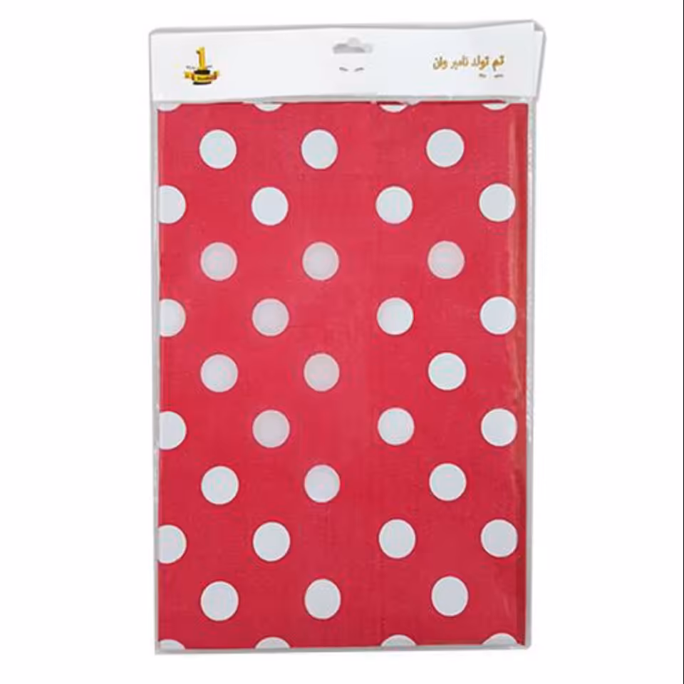 تم تولد سفره رومیزی تم قرمز خال سفید(پک یک در یک)