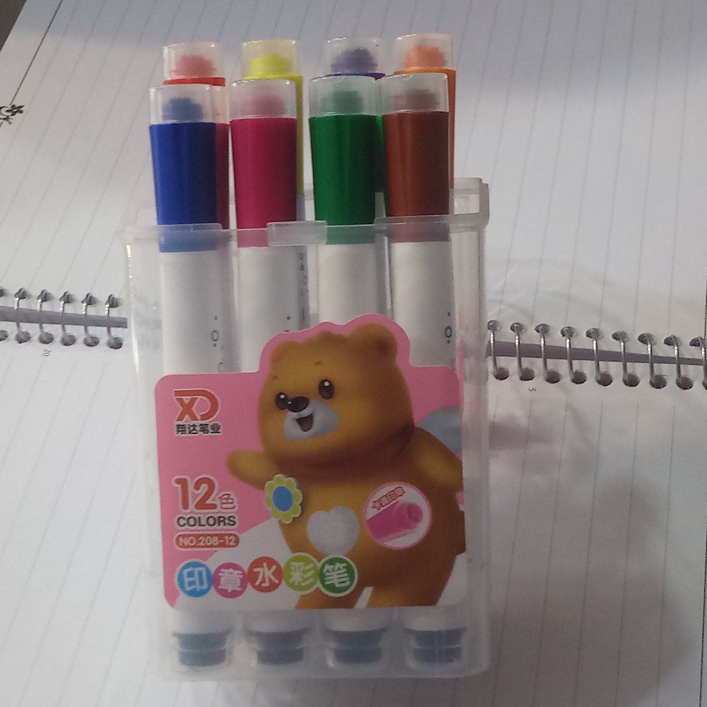 ماژیک دوازده رنگ استامپ دار مدل 208  ماژیک12رنگ طلقی   ماژیک 12رنگ مهردار  ماژیک نقاشی 