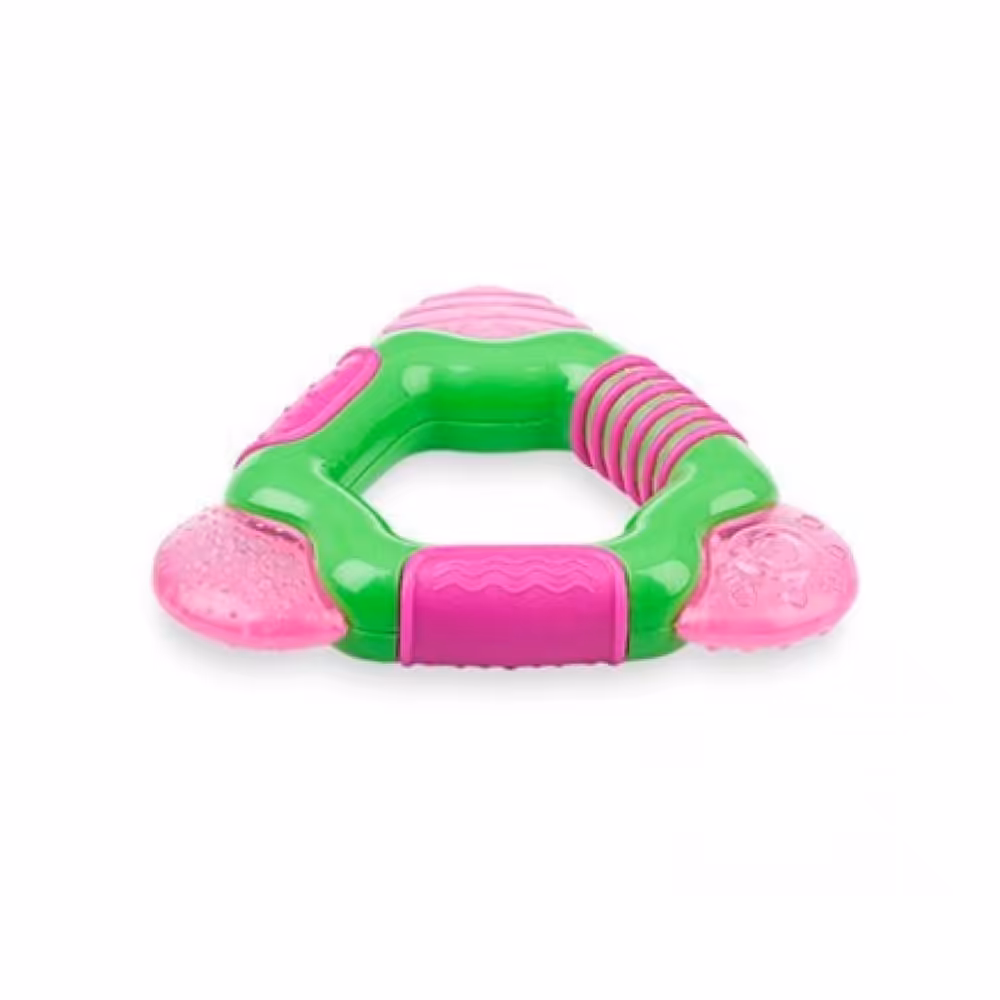 دندانگیر مثلثی 3  ماه نابی NUBY مدل Icy Bite صورتی