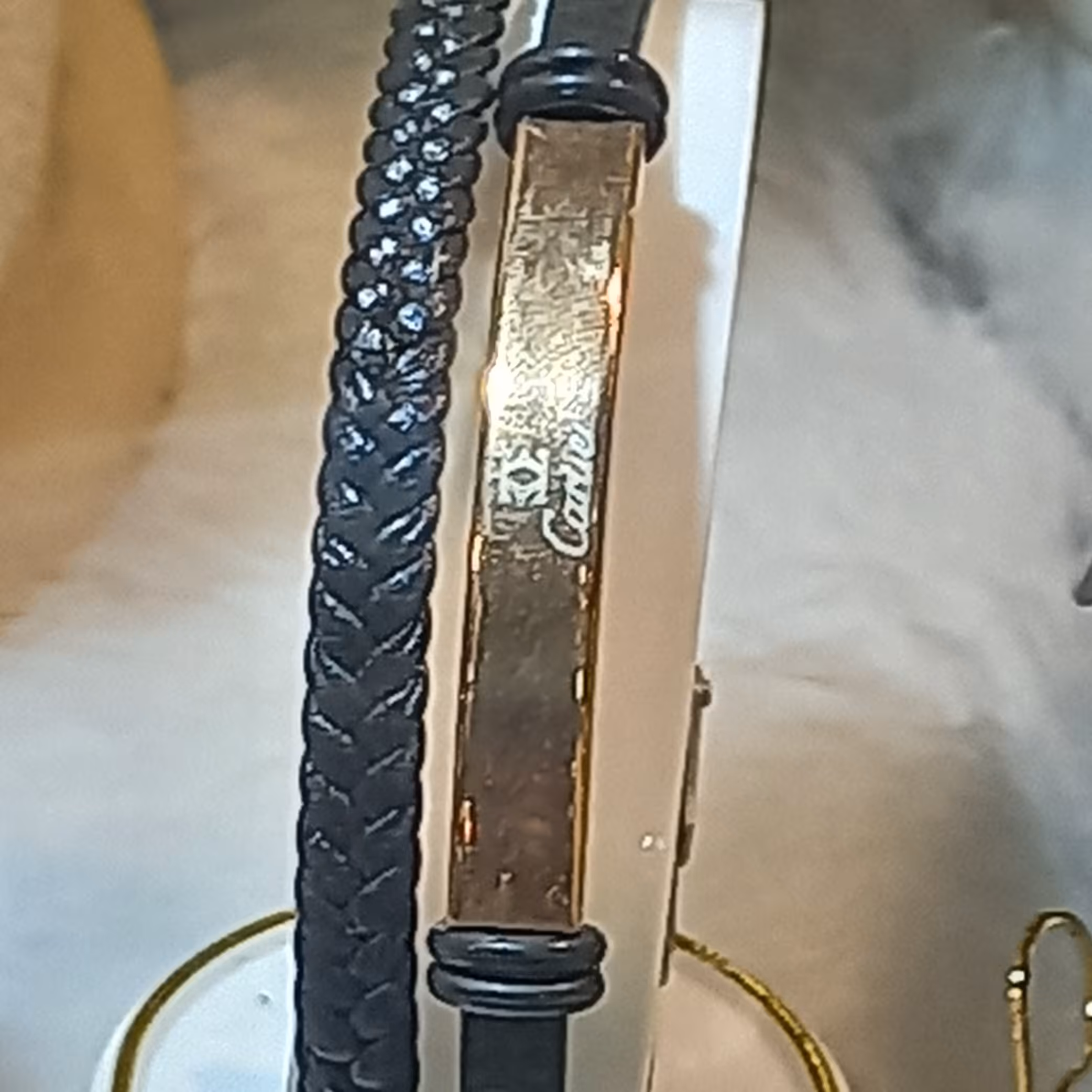 دستبند اسپرت چرم استیل دو ردیفه کارتیر