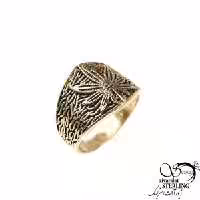 انگشتر مردانه طلاروس طرح برگ کد 9581
