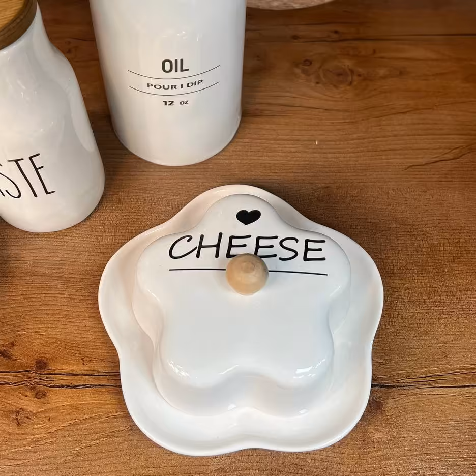 پنیر و کره خوری گُل جنس سرامیک