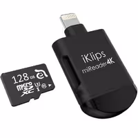 آدام المنتس کارت خوان لایتنینگ مدل iKlips miReader 4K با ظرفیت 128 گیگابایت - مشکی - Hiapple.ir