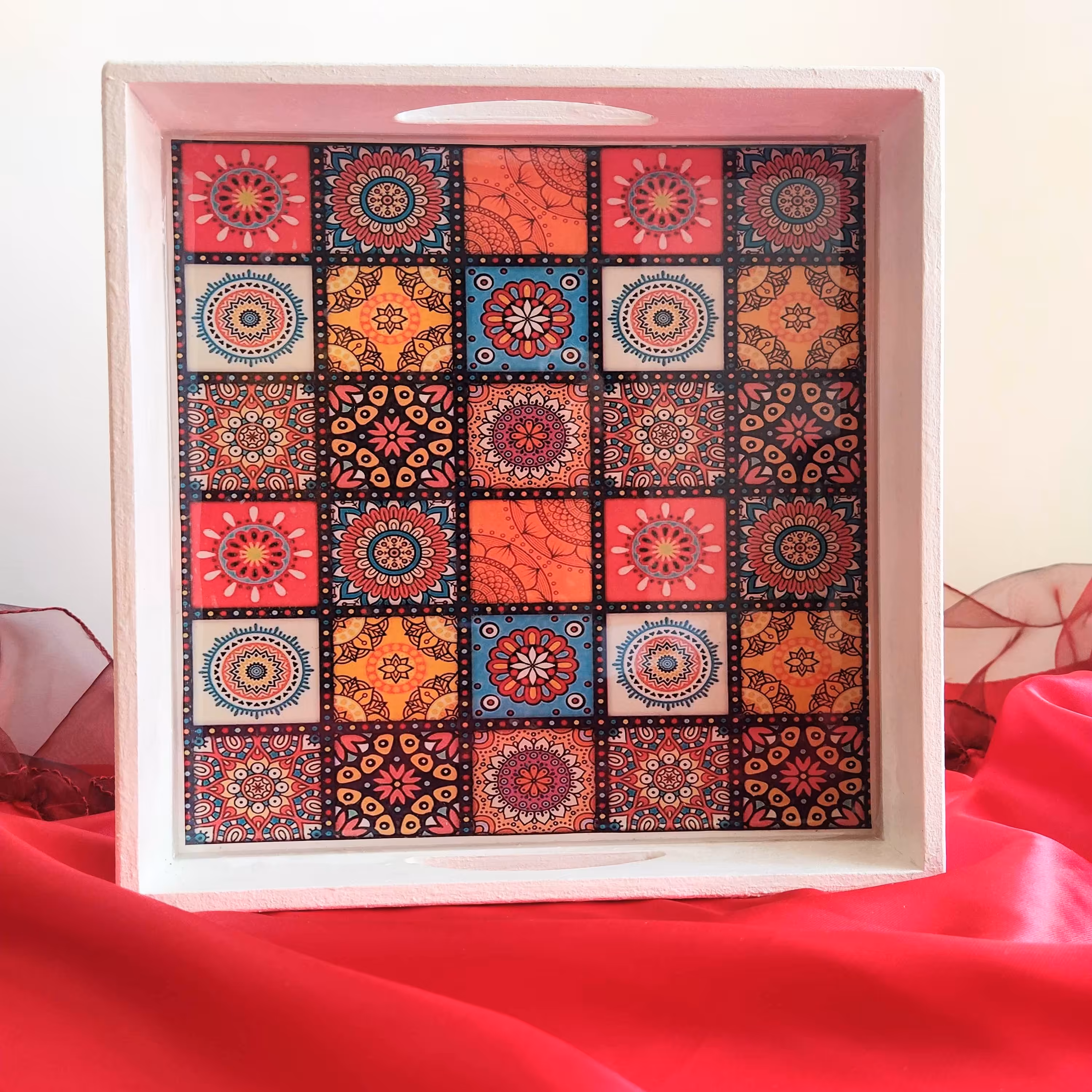 سینی چوب و رزین مربع 