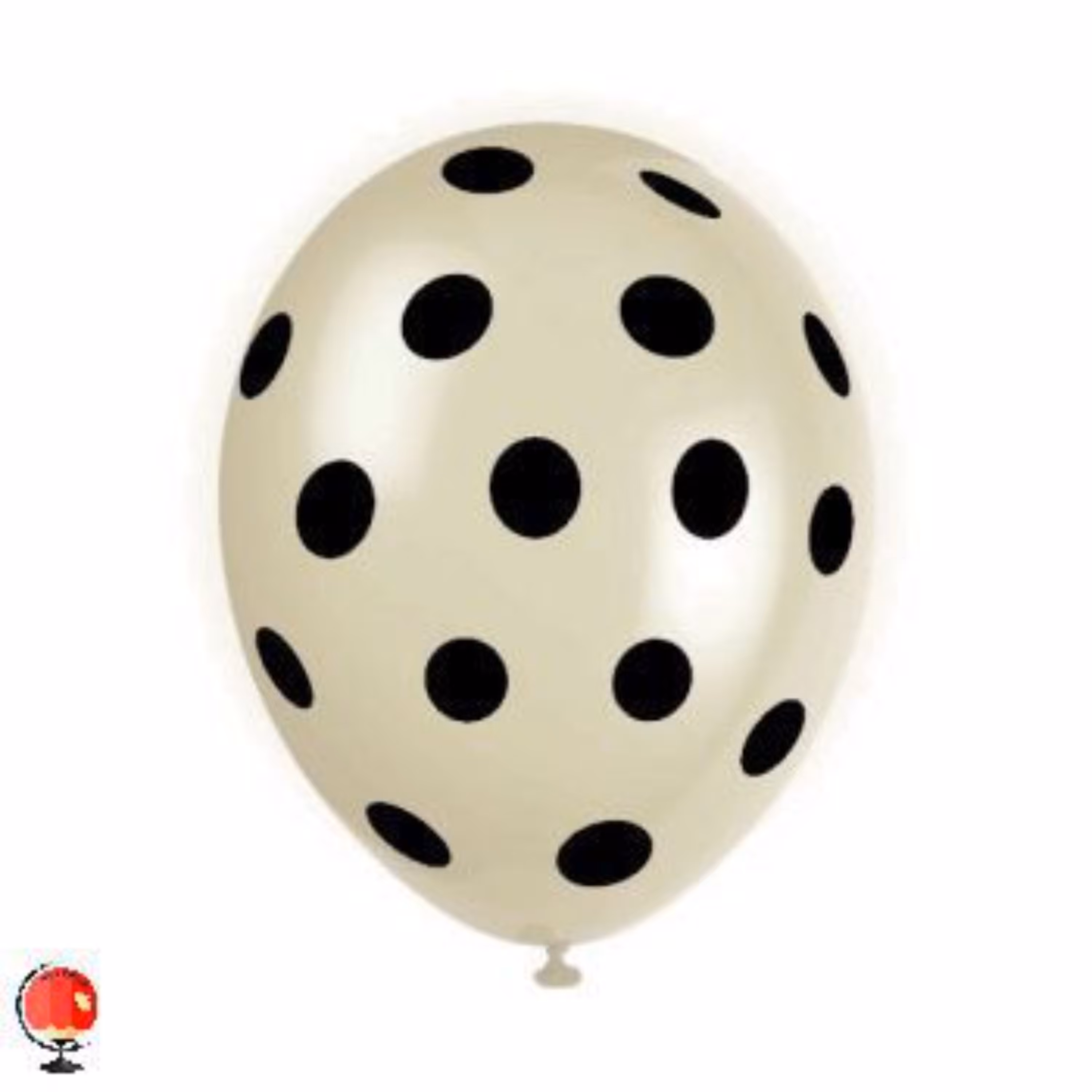 بادکنک سفید خالدار مشکی سایز 12 اینچ