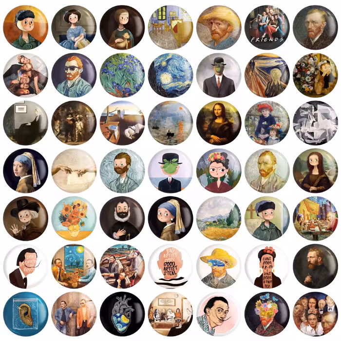 مگنت خندالو طرح ون گوگ و فریدا و دالی کد 95 مجموعه 50 عددی