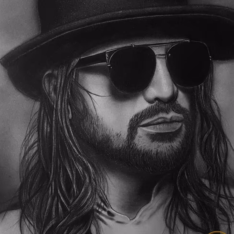 نقاشی سیاه قلم چهره مرد سایز a3