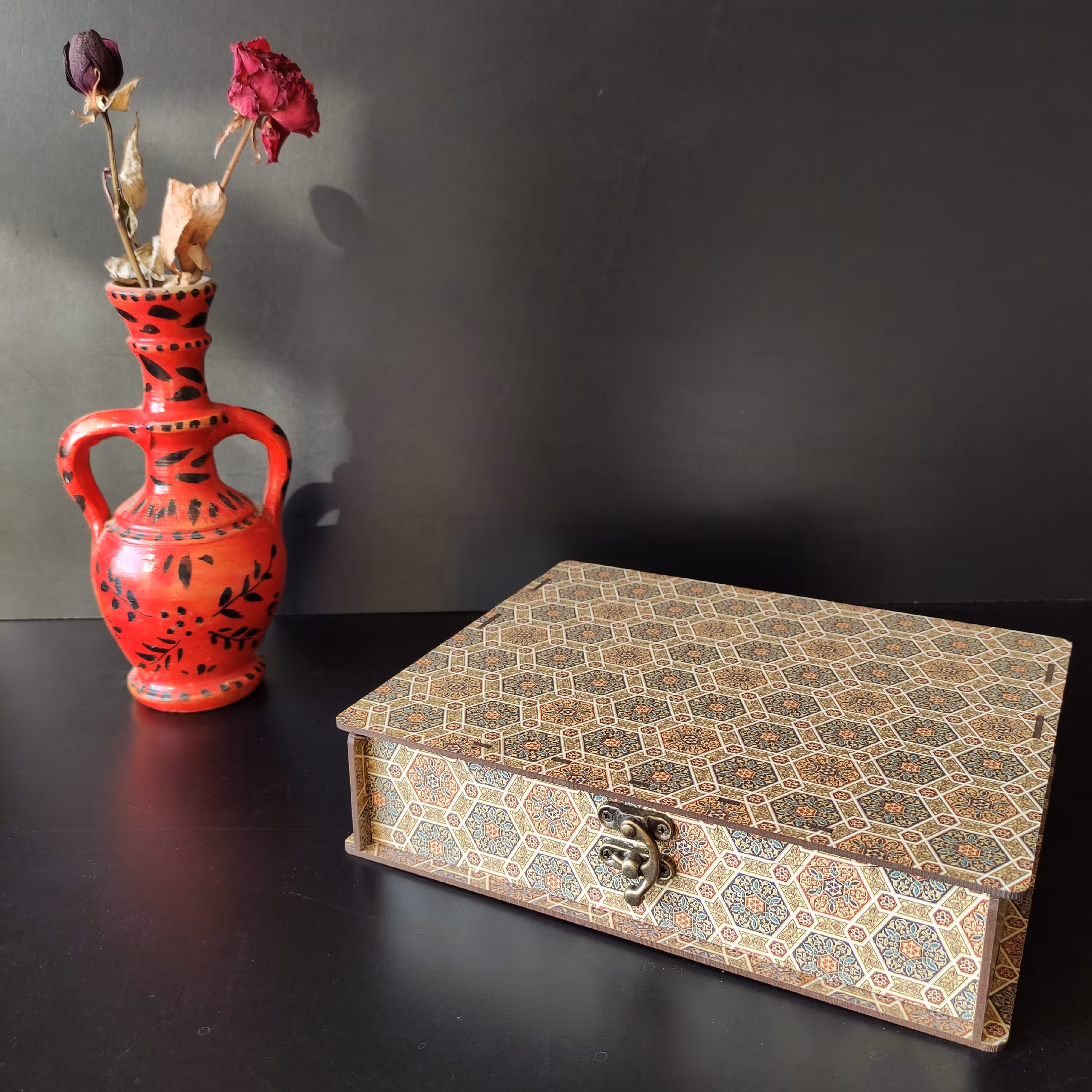 جعبه قاشق طرح میناکاری