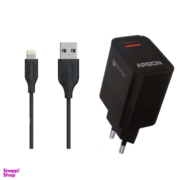شارژر دیواری آرسون (Arson) مدل AN-W05 به همراه کابل تبدیل Lightning