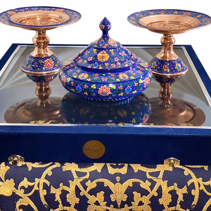 ست سرویسی پذیرایی صنایع دستی مس و پرداز  کاربردی و دکوری