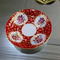 نعلبکی چینی واتسون طرح معینی زرشکی مدل ستاره  