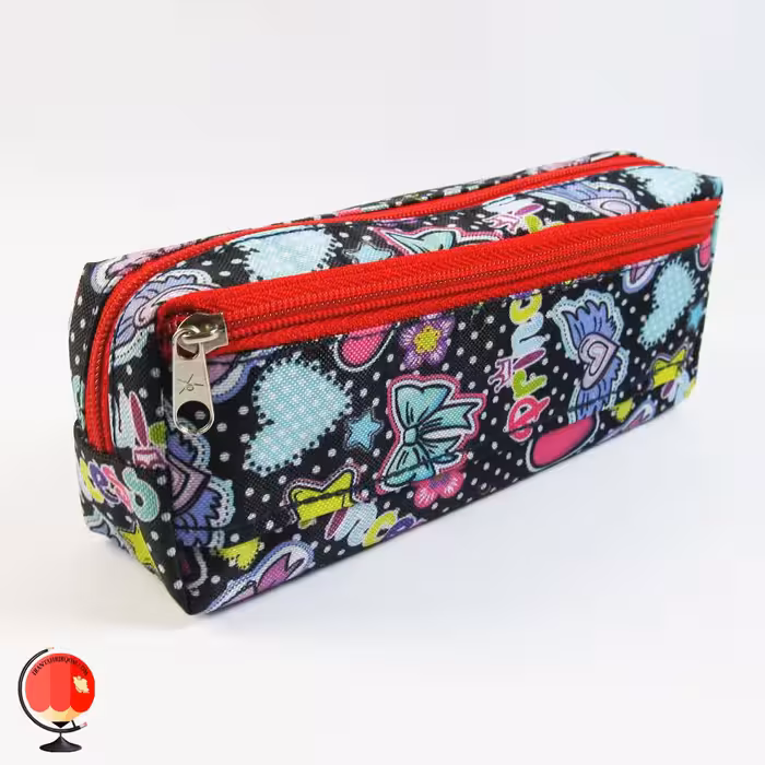 جامدادی دخترانه دو زیپ طرح پاپیون مدیسا