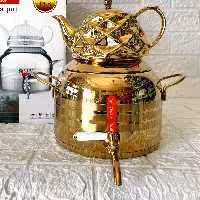 کتری قوری شیردار طلایی 