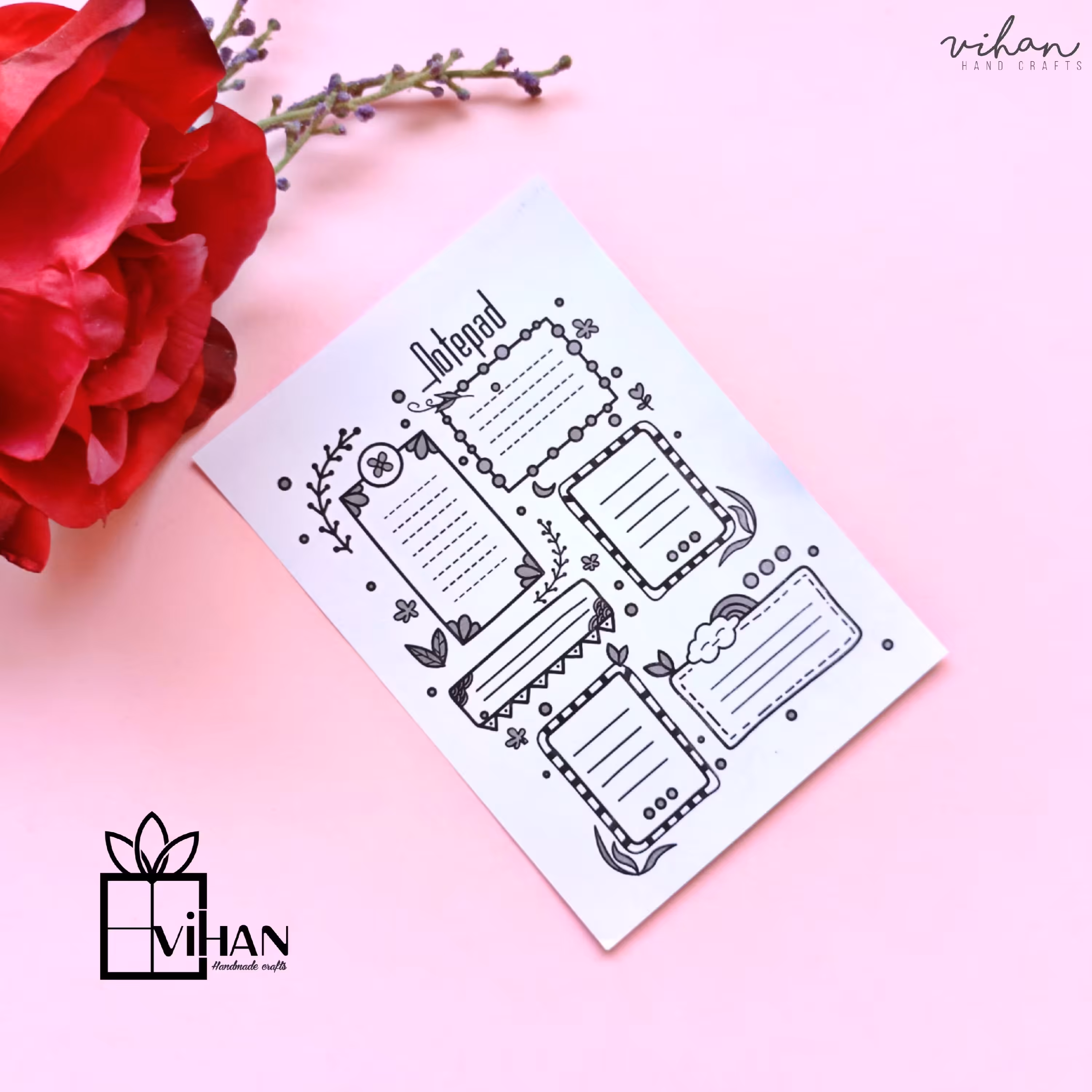 برگه های یادداشت پشت سفید، 60برگ طرح دار فانتزی  سایز A6(کد2) 