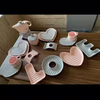 سرویس صبحانه خوری 2نفره Love صورتی طوسی