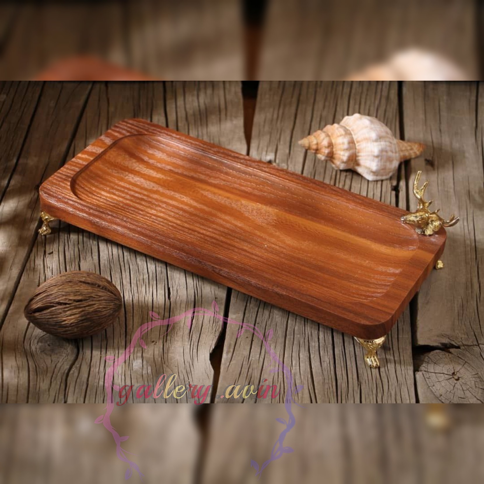 رولت خوری چوبی پایه دار گوزنی 33 سانتی متری کد 67