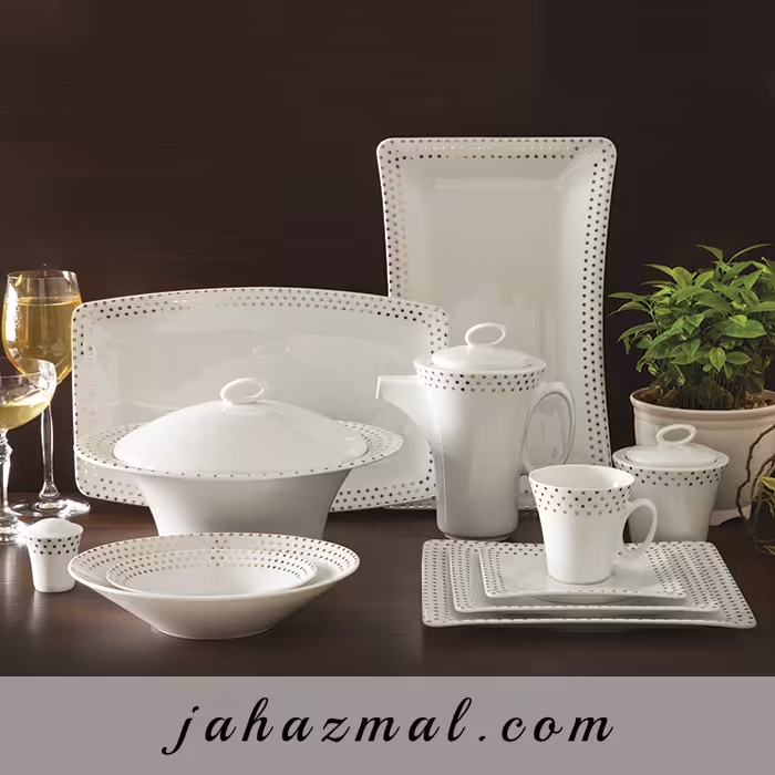 سرویس چینی زرین طرح اسپاتی پلاتینی 97 پارچه